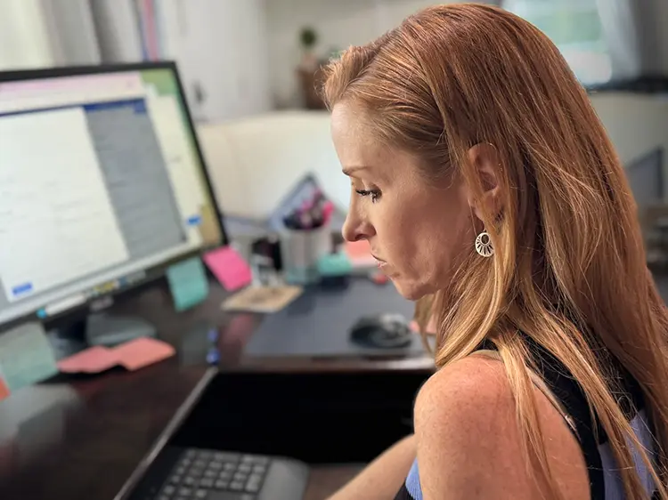 Chrissy Bradley working at the office
